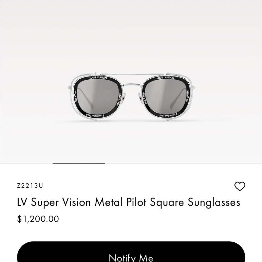 LV Super Vision Metal Pilot Square Sunglasses